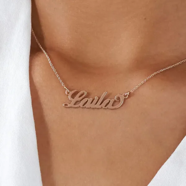 Personalized Elegant Script Name Pendant in 14K Gold