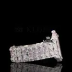 Pink Camouflage Strap Skeleton Dial Two Tone Moissanite Watch Right Side View