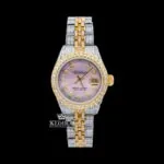 Pink Dial Diamond Markers Two Tone Moissanite Diamond Watch