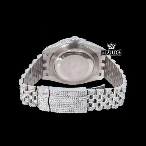 Rainbow Bezel Arabic Numerals Iced Out Moissanite Diamond Watch Caseback View