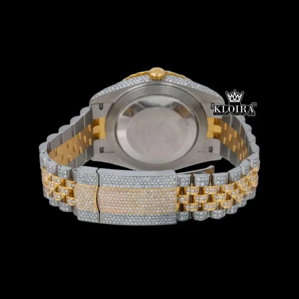 Rainbow Roman Dial Two Tone Moissanite Diamond Watch Caseback View