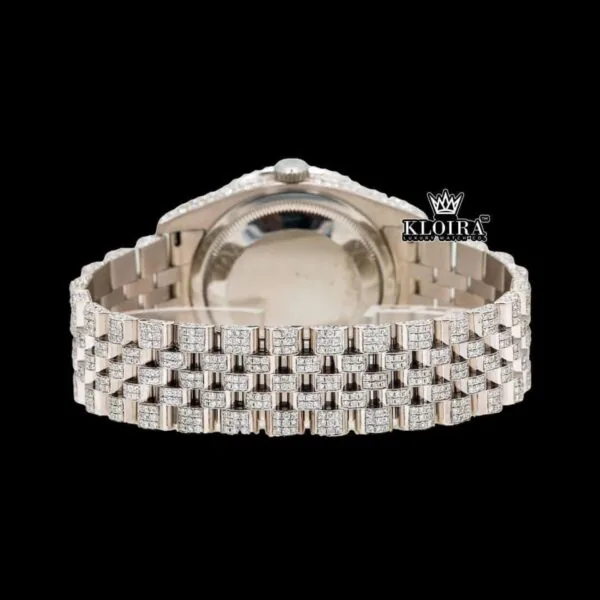 Red Arabic Numerals Fully Iced Out Moissanite Diamond Watch Caseback View