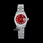 Red Dial Diamond Markers Bust Down Moissanite Diamond Watch