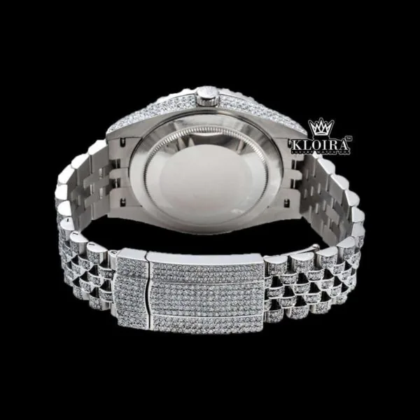 Red Roman Dial Fully Iced White Gold Lab-Grown Diamond Caseback View