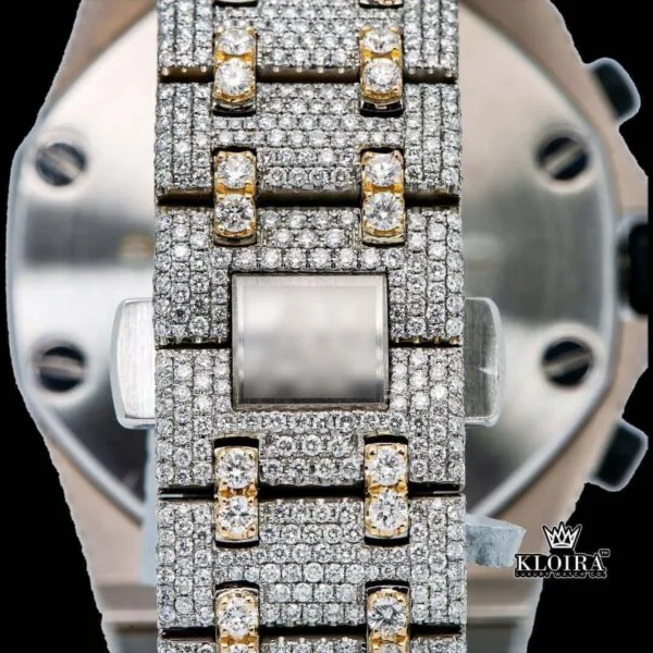 Red Standard Numerals Chronograph Dial Two Tone Moissanite Bracelet View
