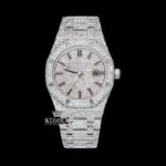 Red Stick Markers White Dial Fully Iced Out Moissanite Diamonds Watch