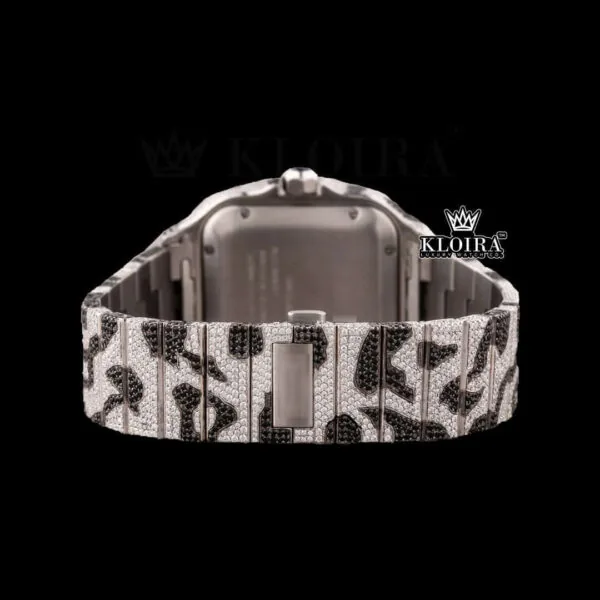 Roman Dial Black Camouflage Iced Out Strap Moissanite Watch Caseback View