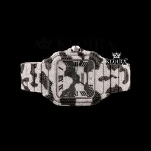 Roman Dial Black Camouflage Iced Out Strap Moissanite Watch