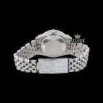 Roman Numeral Full Iced Out Silve Dial Moissanite Diamond Watch Caseback View