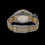 Roman Numerals Dial Diamond Bezel Two Tone Yellow Gold Moissanite Watch Caseback View