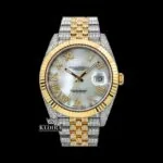 Roman Numerals Dial Two Tone Bust Down Moissanite Watch