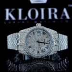 Roman Numerals Fully Iced Out White Dial Moissanite Diamond Watch