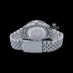Roman Numerals Pearl Tone Dial Fully Iced Out Moissanite Watch Caseback View