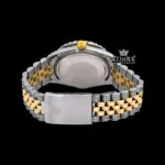 Roman Numerals Red Dial Diamond Bezel Two Tone Moissanite Watch Caseback View