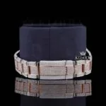 Roman Numerals Rose Gold Dial Two Tone Moissanite Watch Bracelet View