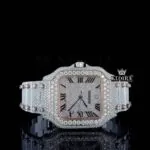 Roman Numerals Rose Gold Diamond Bezel Dial Two Tone Moissanite Watch