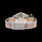 Roman Numerals Two Tone Rose Gold Dial Moissanite Diamond Watch Caseback View