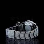 Roman Numerals White Dial Cushion Link Strap Moissanite Watch Back Cross View