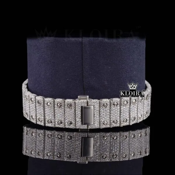 Roman Numerals White Dial Fully Iced Out Moissanite Diamond Watch Bracelet View