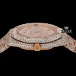Rose Gold Arabic Numerals Moissanite Fully Iced Diamond Watch Crown View