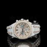 Rose Gold Dial AP Iced Out Two Tone Moissanite Diamond Chrono Watch