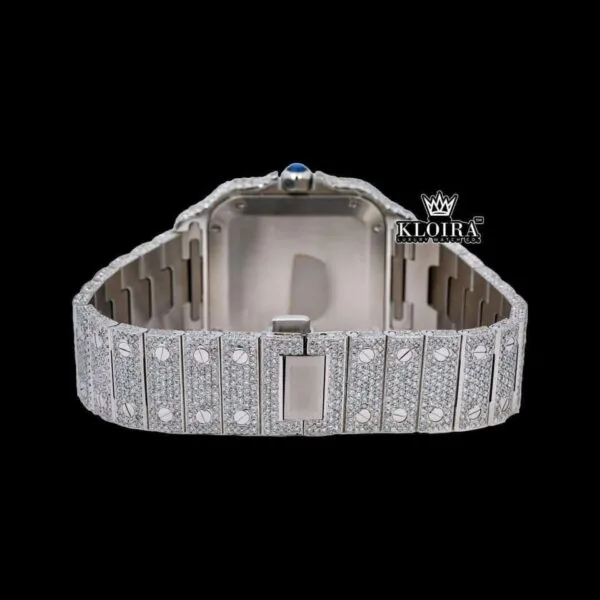 Rose Gold Dial Black Roman Numerals Two Tone Moissanite Watch Caseback View