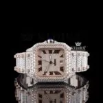 Rose Gold Dial Black Roman Numerals Two Tone Natural Diamond Watch