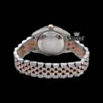 Rose gold Dial Blue Arabic Numerals Two Tone Iced Moissanite Diamond Watch Caseback View