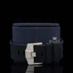 Rose Gold Dial Chronograph Black Rubber Strap Moissanite Watch Strap View