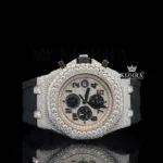 Rose Gold Dial Chronograph Black Standard Numerals Moissanite Watch
