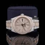 Rose Gold Dial Diamond Stick Markers Two Tone Moissanite Diamond Watch