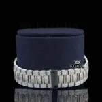 Rose Gold Diamond Markers Iced Out Lab Grown Diamond Watch Bracelet View