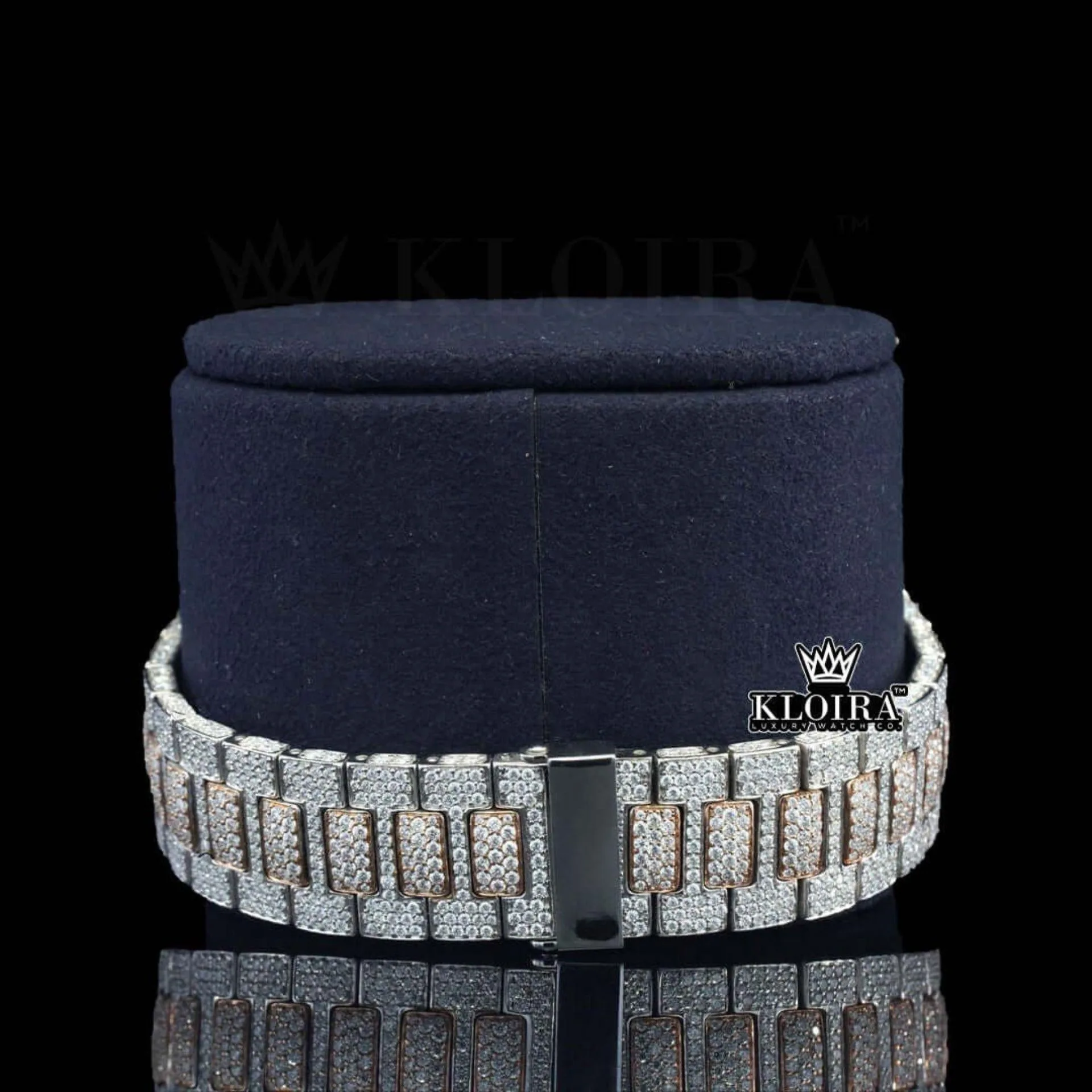 Rose Gold Diamond Markers Iced Out Lab Grown Diamond Watch Bracelet View