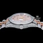 Rose Gold Oyster Rolex Inspired Two Tone Moissanite Watch 14K Gold VVS 18 Carat Crown View