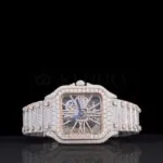 Rose Gold Skeleton Dial Two Tone Iced Out Natural Diamond Watch
