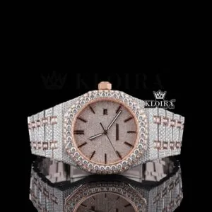 Rose Gold Stick Markers Iced Out AP Moissanite Diamond Watch