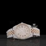 Rose Gold Two Tone Roman Numerals Iced Out Lab-Grown Diamond Watch