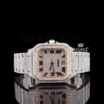 Rose Gold Two Tone Roman Numerals Moissanite Diamond Watch
