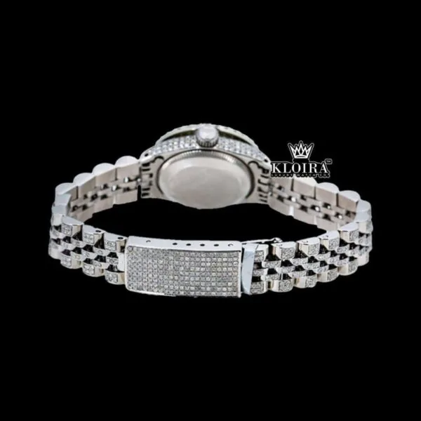 Rose Pink Dial Diamond Markers Moissanite Diamond Watch Caseback View