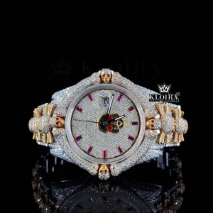 Ruby Markers Skull Dial Full Iced Out Moissanite Diamond Watch