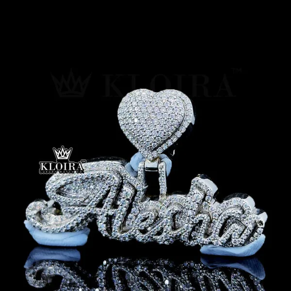 Shimmering Heart Name Pendant Closeup Left