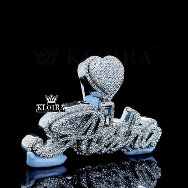 Shimmering Heart Name Pendant Closeup Right