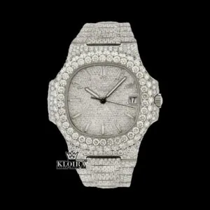 Silver Dial Diamond Markers Fully Iced Moissanite Diamond Watch