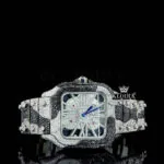 Skeleton Dial Black Camo Fully Iced Out Moissanite Diamond Watch