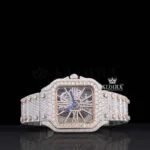 Skeleton Dial Two Tone Rose Gold Moissanite Diamond Watch