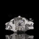 Skeleton Dial Two Tone Black Moissanite Diamond Watch