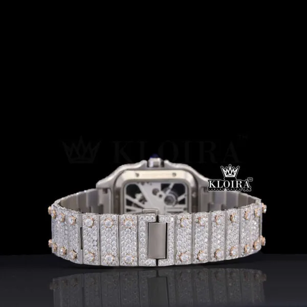 Skeleton Two Tone Rose Gold Moissanite Diamond Watch Caseback View