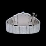 Square Roman Dial Fully Iced Out Moissanite Dial Watch Caseback View