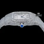 Square Roman Dial Fully Iced Out Moissanite Dial Watch Crown View
