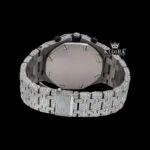 Standard Numerals Silver Chronograph Iced Out Moissanite Diamond Watch Caseback View